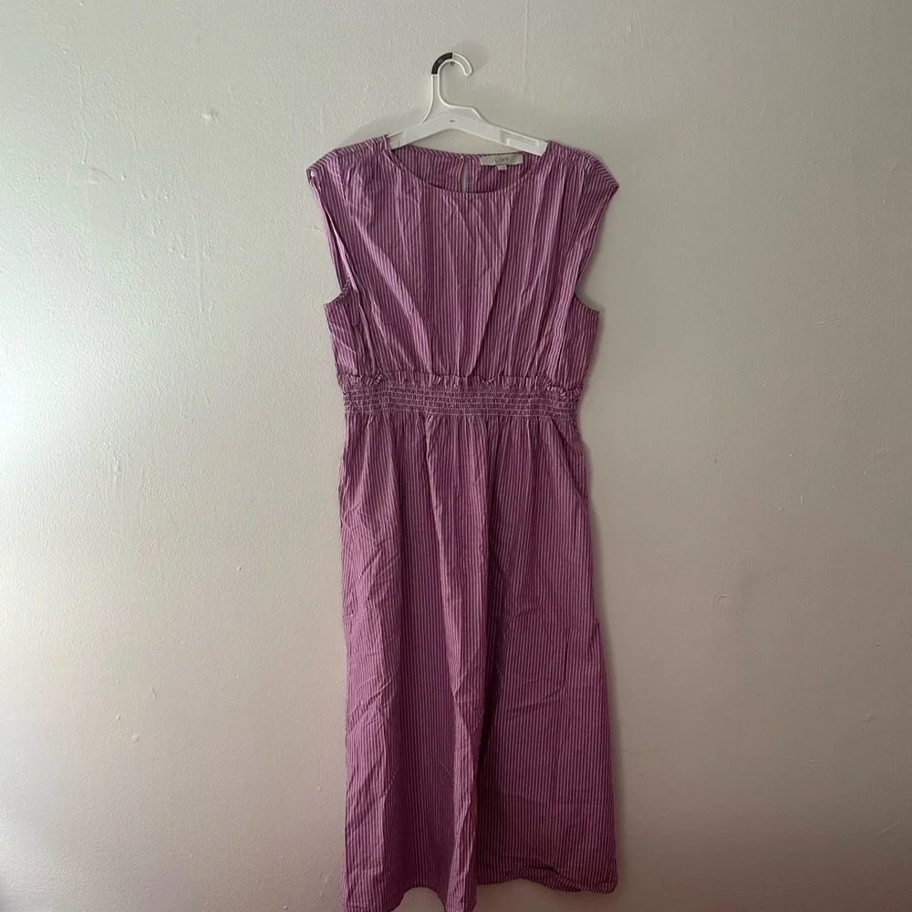 Loft Striped Poplin Midi Dress - Picture 7 of 7